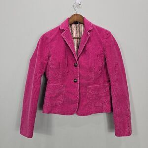 GAP Blazer Jacket Women Size 4 Hot Pink‎ Corduroy Retro Stretch Y2K Barbie